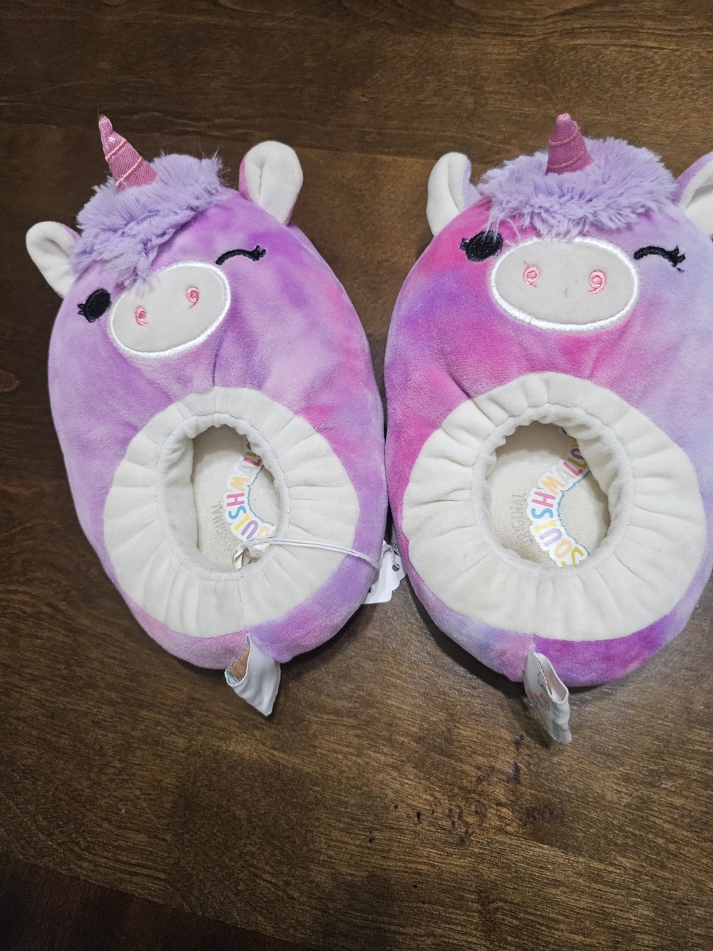 Squishmallows Purple and Pink Unicorn Kids Slippers